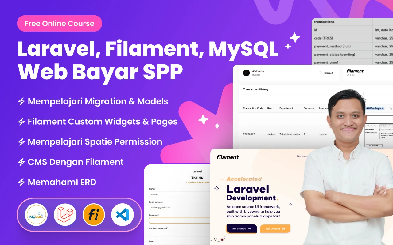 Laravel 11, Filament, MySQL: Web Bayar SPP